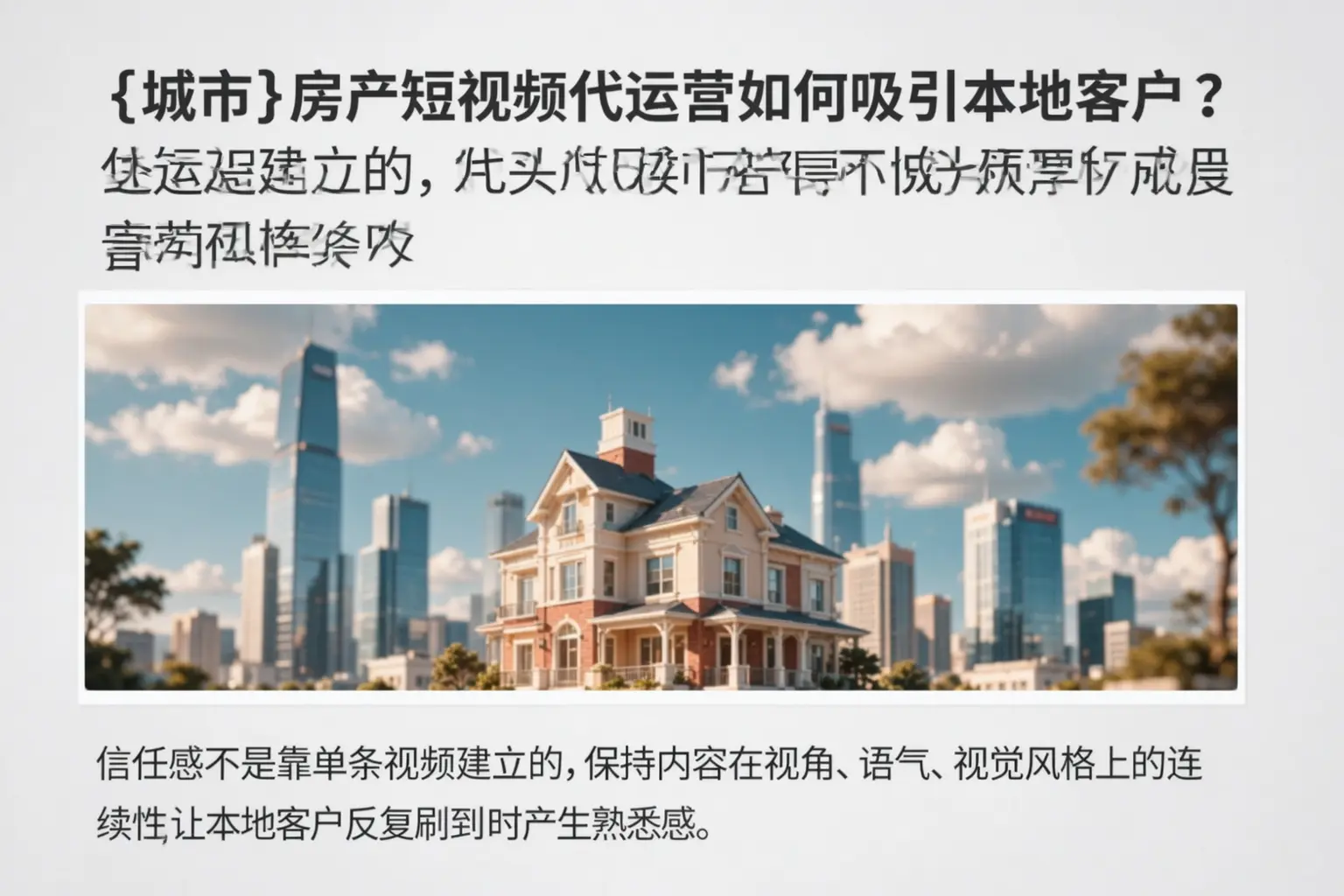 黑龙江房产短视频代运营如何吸引本地客户？