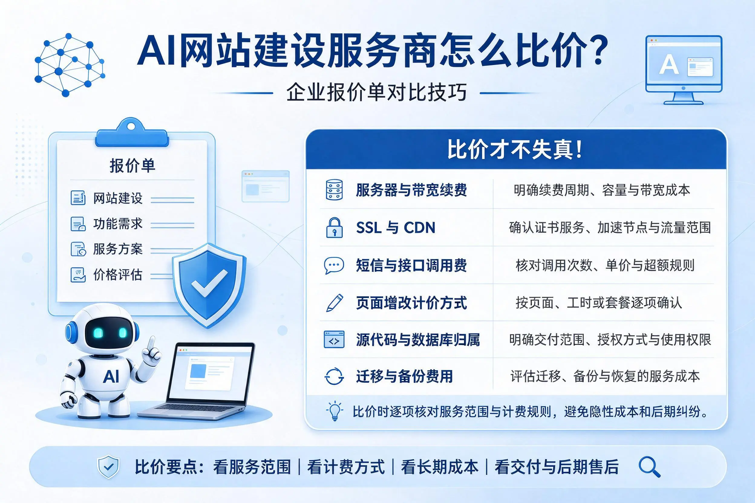 AI网站建设服务商怎么比价？黑龙江企业报价单对比技巧