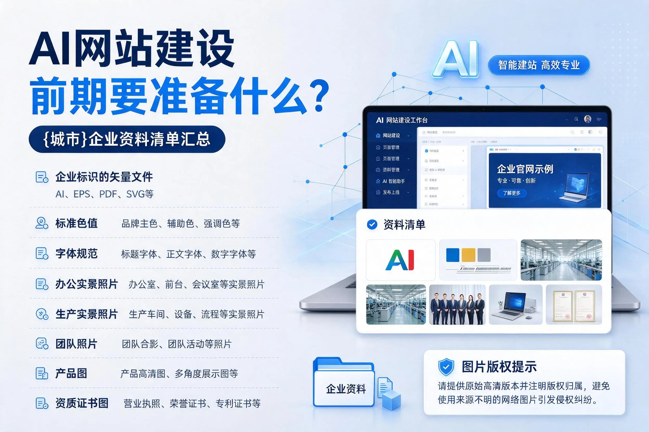 AI网站建设前期要准备什么?黑龙江企业资料清单汇总